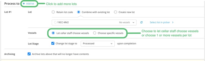 Process Fruit to Weight-add lot