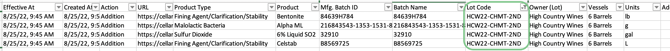 Reporting on Additions Per Lot-history report
