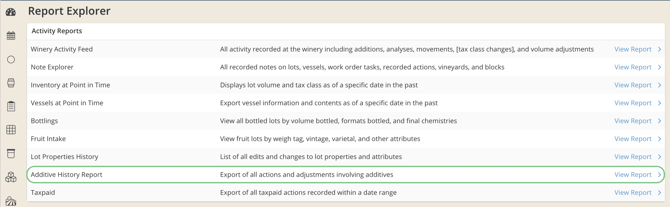 Reporting on Additions Per Lot-report explorer