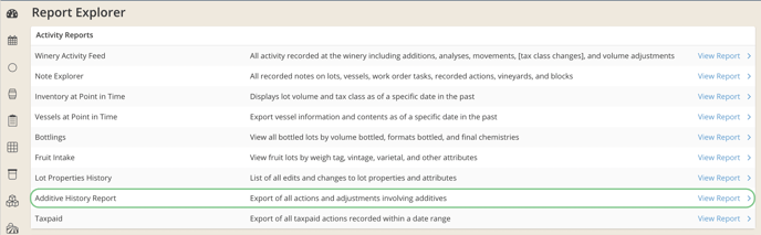Reporting on Additions Per Lot-report explorer