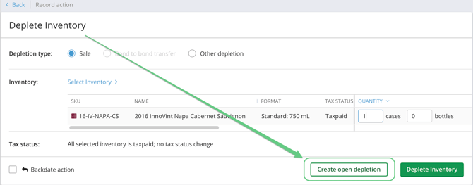 SUPPLY - Create Open Depletion