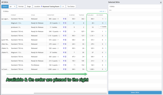 SUPPLY - SKU picker with available-on-order