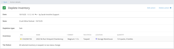 SUPPLY - notes. action details