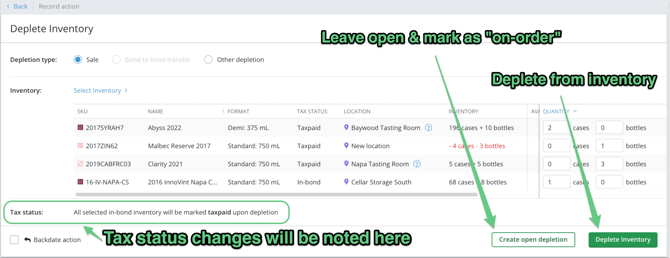 SUPPLY - on-order depletion tax status