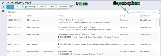 SUPPLY Report - Actio History Export