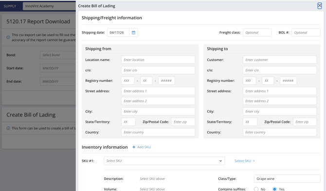 SUPPLY-BOL slideover
