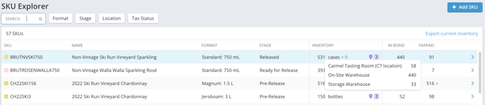 SUPPLY_Locations in SKU explorer