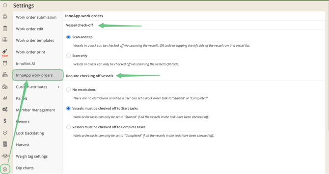 Settings_InnoApp Checkoff