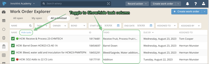 Using Work Orders in InnoVint-toggle show hide
