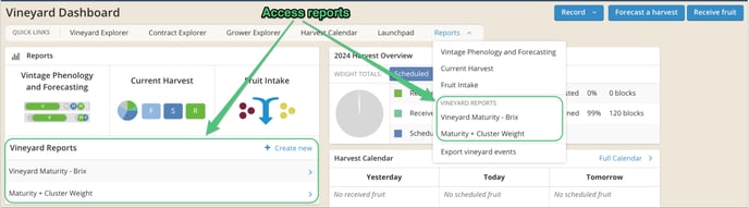 Vineyard Block Analysis Reports-access dashboard