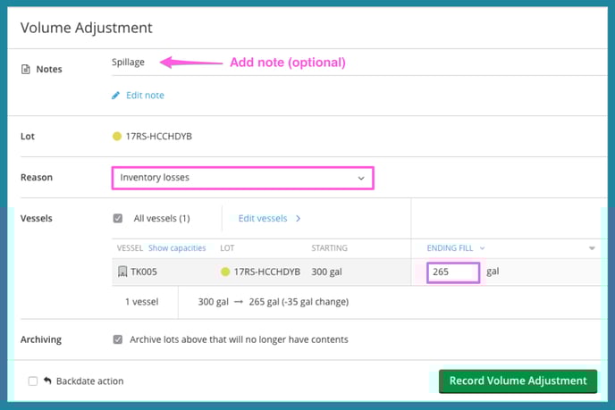Volume Adjustments-action