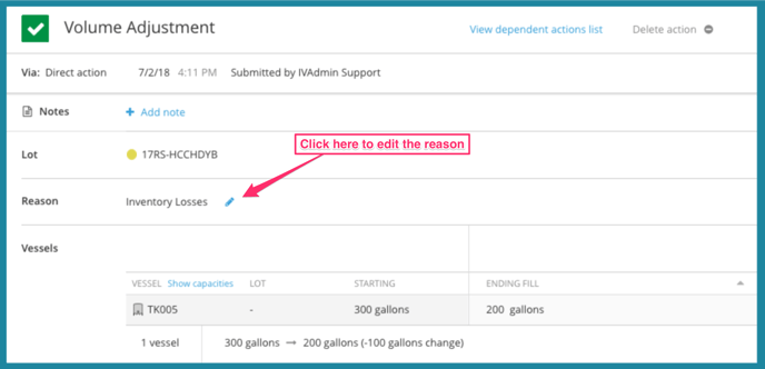 Volume Adjustments-edit reason
