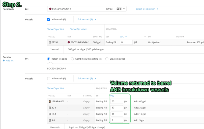 What is the difference between the Rack and Rack and Return actions-rack to