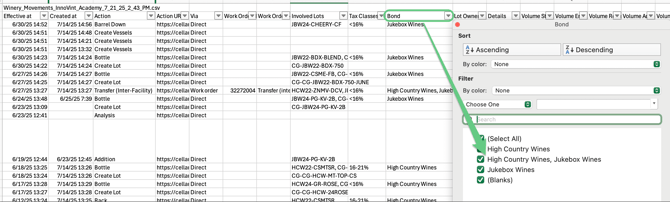 Which B2B action - movement 