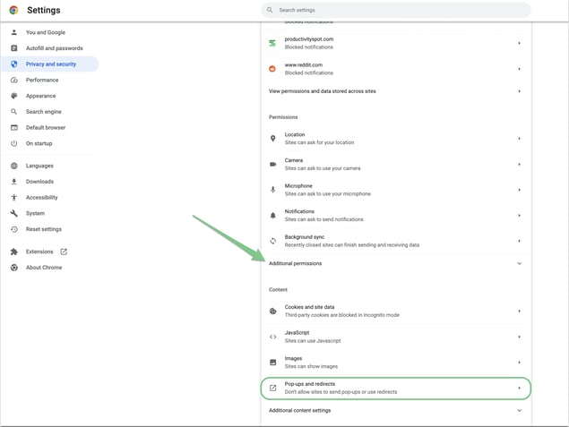 Why isnt my report export downloading-additional permissions