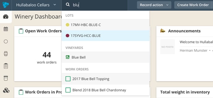Winery Search & Top Navigation Bar-search bar